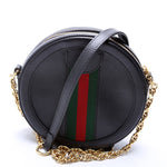 550618 Ophidia Leather Round Small Crossbody Black