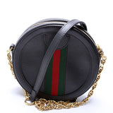 550618 Ophidia Leather Round Small Crossbody Black