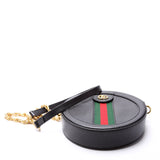 550618 Ophidia Leather Round Small Crossbody Black