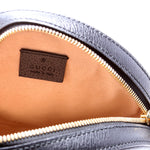 550618 Ophidia Leather Round Small Crossbody Black
