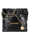 22 Shiny Calfskin Small Shoulder Bag Black Chanel