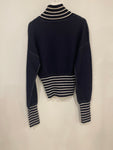 *HOT* Chanel Airline Collection Navy Cashmere Jumper and Mini Skirt Set with Silver Logo Airplane Appliqu√©s Size FR 38 (UK 10)