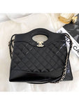 31 Gold Hardware Small Shiny Lambskin Shoulder Bag Black Chanel