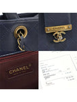 A93518 Navy Calfskin Quilted Metal Chain Tote 2WAY 23rd Unit Chanel