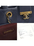 A93518 Navy Calfskin Quilted Metal Chain Tote 2WAY 23rd Unit Chanel