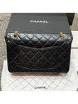 255 Vintage Calfskin Gold Tone Metal Large Flap Shoulder Bag Black Chanel