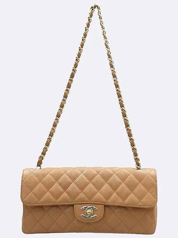 A35731 Camel Caviar Classic S Size Gold One Chain Shoulder Bag Chanel