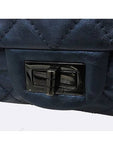 A37587 Metallic Blue Vintage 2 55 Old Large Gold Chain Shoulder Bag Chanel