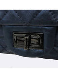 A37587 Metallic Blue Vintage 2 55 Old Large Gold Chain Shoulder Bag Chanel