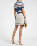 *FIRE PRICE* Chanel Cream, Red and Blue Metallic Knit Mini Skirt and Top Set FR 36 (UK 8)