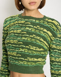 *HOT* Chanel 14K Green Cropped Jacquard Jumper with CC Detail Size FR 36 (UK 8) RRP ¬£1960