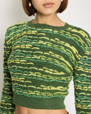 *HOT* Chanel 14K Green Cropped Jacquard Jumper with CC Detail Size FR 36 (UK 8) RRP ¬£1960