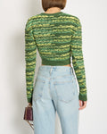 *HOT* Chanel 14K Green Cropped Jacquard Jumper with CC Detail Size FR 36 (UK 8) RRP ¬£1960