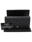 A31509 Black caviar gold classic long flap wallet 16th Chanel