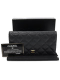 A31509 Black caviar gold classic long flap wallet 16th Chanel
