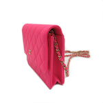 Chanel Matelasse Chain Wallet Shoulder Bag Pink