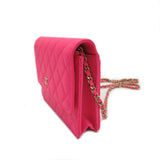 Chanel Matelasse Chain Wallet Shoulder Bag Pink