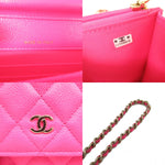 Chanel Matelasse Chain Wallet Shoulder Bag Pink