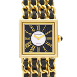 Chanel Mademoiselle M Watch Yellow Gold Leather