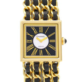 Chanel Mademoiselle M Watch Yellow Gold Leather