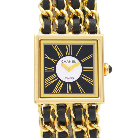 Chanel Mademoiselle M Watch Yellow Gold Leather