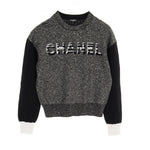 Chanel Logo Knit Cashmere Cotton Silk Top