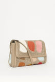 2022 Grey Leather Crochet Crossbody Bag