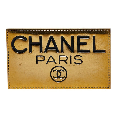 Chanel Logo Plate Coco Mark Brooch Gold Plated