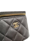 AP1340 Black Caviar Skin Vanity Gold Mini Chain Cross Bag Chanel