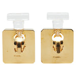 Chanel Logo Perfume Bottle Earrings Gold