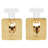 Chanel Logo Perfume Bottle Earrings Gold