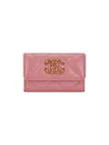 19 Gold Hardware Lambskin Flap Card Wallet Coral Pink Chanel