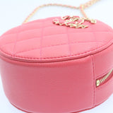 Chanel Matelasse Caviar Skin Chain Shoulder Bag Pink CC Auth 23651A
