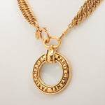 Chanel Logo Pendant GP G Lupe Necklace 2 Series Chain