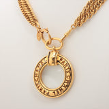 Chanel Logo Pendant GP G Lupe Necklace 2 Series Chain