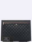 A82552 Black Caviar Classic Large CC Gold Logo Clutch Chanel