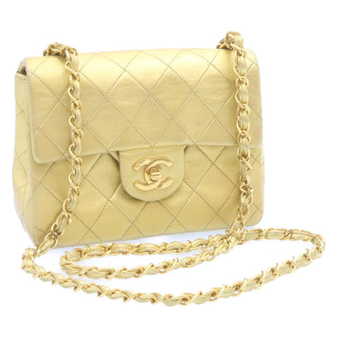 Chanel Matelasse Chain New Shoulder Bag Leather Gold CC Auth 25305A