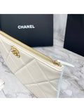 19 Medium Lambskin Clutch Bag White Chanel