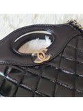 31 Gold Hardware Small Shiny Lambskin Shoulder Bag Black Chanel