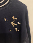 *HOT* Chanel Airline Collection Navy Cashmere Jumper and Mini Skirt Set with Silver Logo Airplane Appliqu√©s Size FR 38 (UK 10)