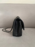 255 Chain Vintage Calfskin Ruthenium  Medium Flap Shoulder Bag Black Chanel