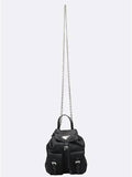 1BH029 Black color Re nylon mini backpack chain cross bag