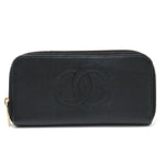 Chanel Long Zip Wallet in Black Caviar Leather A13228