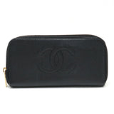 Chanel Long Zip Wallet in Black Caviar Leather A13228