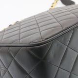 Chanel Matelasse Chain New Shoulder Bag Lamb Skin Black Gold CC Auth 28632A
