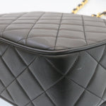 Chanel Matelasse Chain New Shoulder Bag Lamb Skin Black Gold CC Auth 28632A
