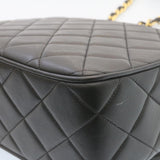 Chanel Matelasse Chain New Shoulder Bag Lamb Skin Black Gold CC Auth 28632A
