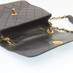 Chanel Matelasse Chain New Shoulder Bag Lamb Skin Black Gold CC Auth 28632A