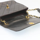 Chanel Matelasse Chain New Shoulder Bag Lamb Skin Black Gold CC Auth 28632A
