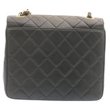 Chanel Matelasse Chain New Shoulder Bag Lamb Skin Black Gold CC Auth 28632A
